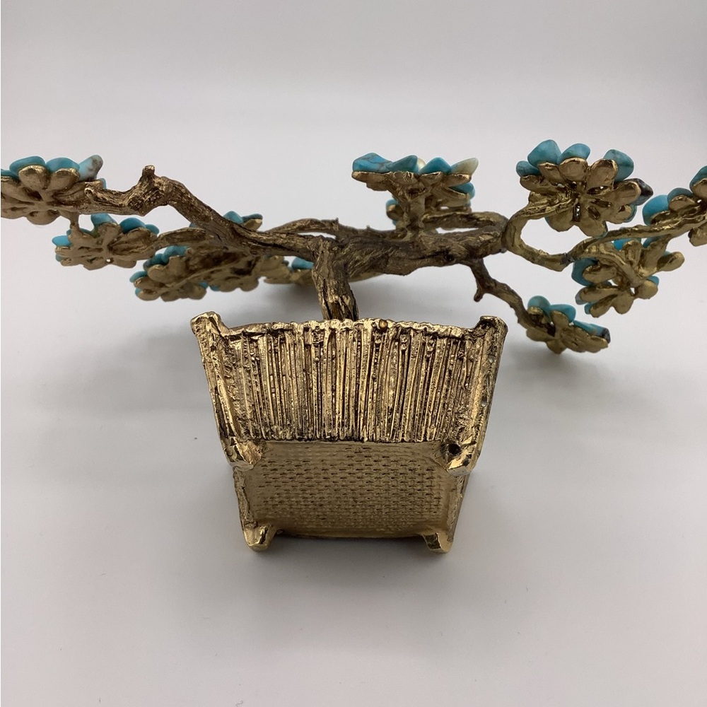 Vintage MCM Swoboda Turquoise and Cultured Pearl Bonsai Tree - Picture 7 of 8
